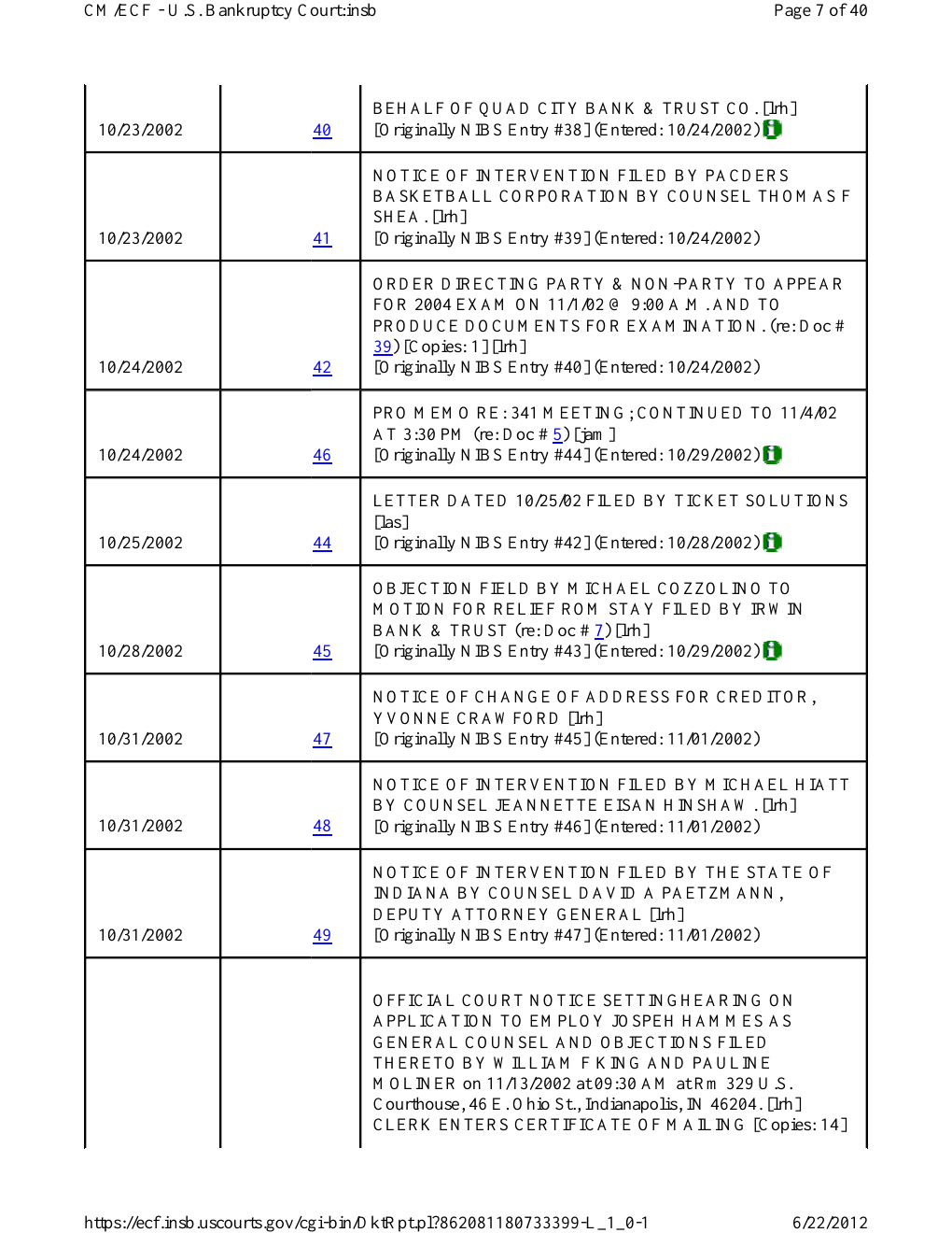 Ticket Solutions filing screen capture